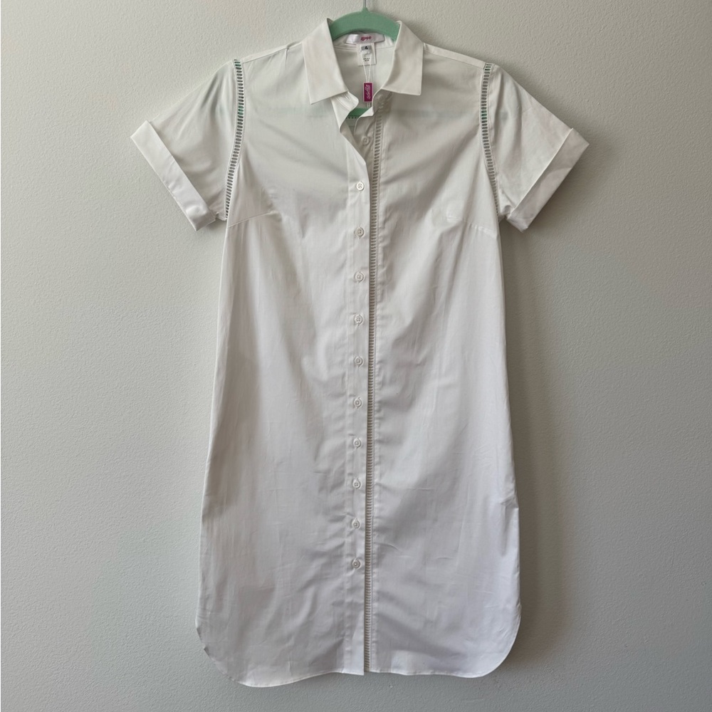 Leggiadro White Button-Up Shirt Dress